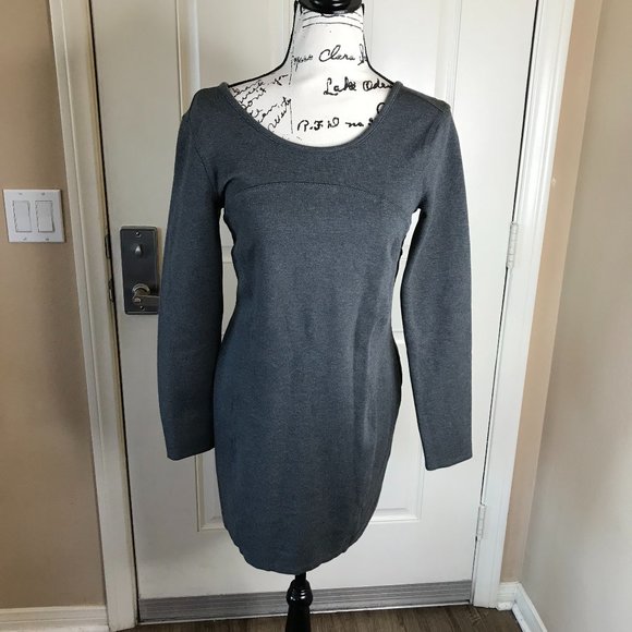 Athleta Dresses & Skirts - Athleta Illusion Long Sleeve Bodycon Dress Charcoal Grey